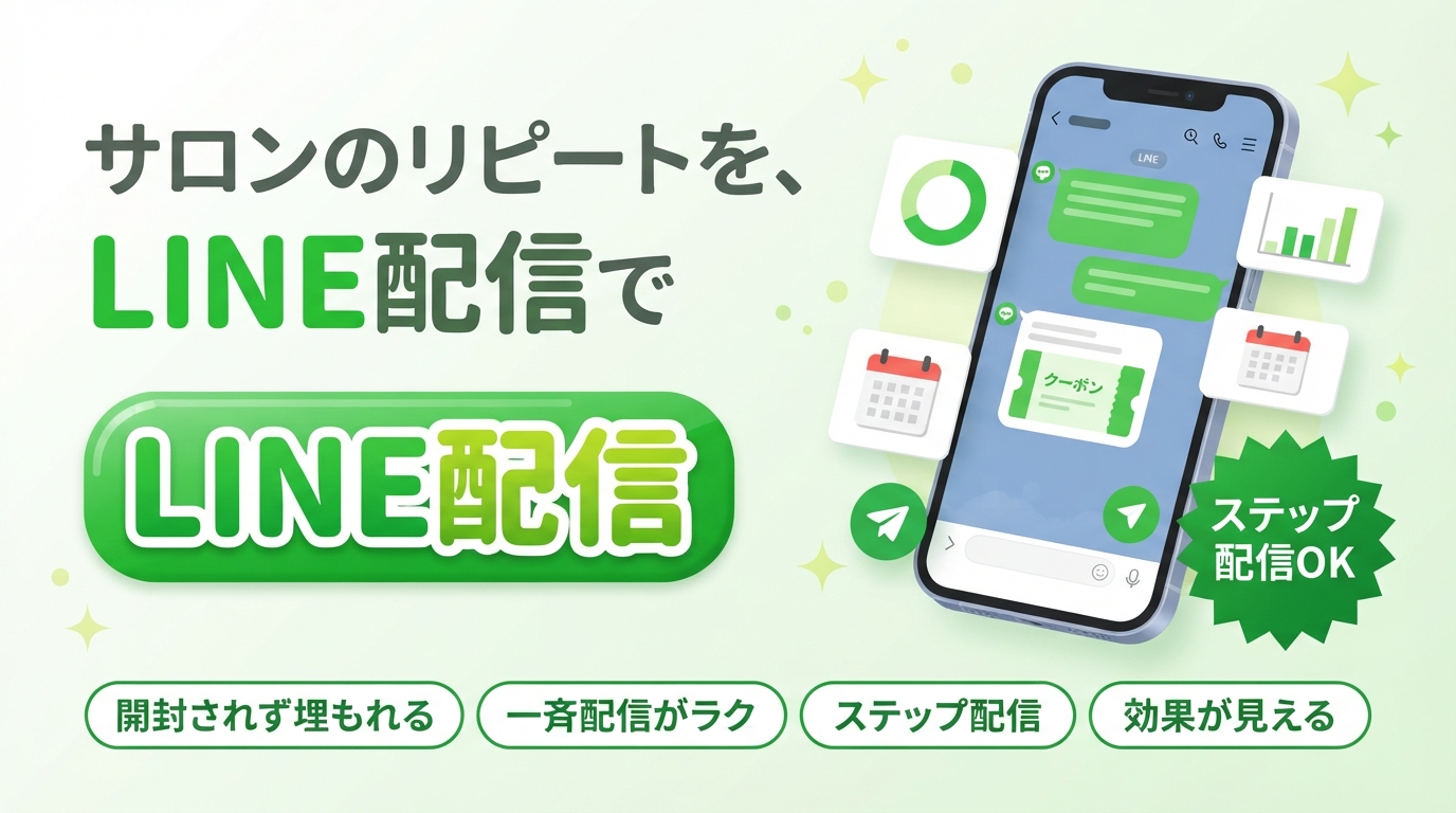 サロンのリピートを、LINE配信で。LINE配信 月¥4,980〜
